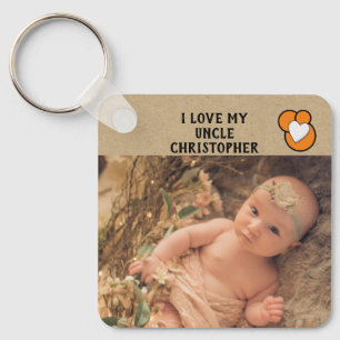 Chaveiro Eu amo as fotos do nome do meu tio laranja de dupl