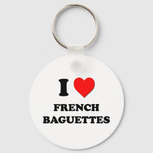 Chaveiro Eu amo Baguettes franceses (a comida)