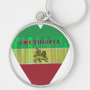 Chaveiro Eu Amo Bandeira - Amo Etiópia Vermelho Dourado V