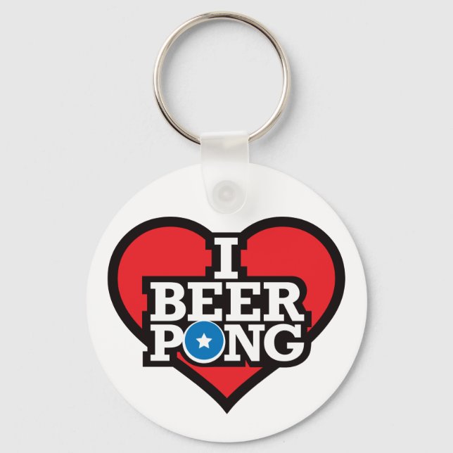 Chaveiro Eu Amo Beer Pong - Vermelho (Frente)