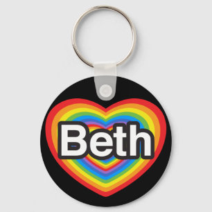 Chaveiro Eu amo Beth. Eu te amo Beth. Coração
