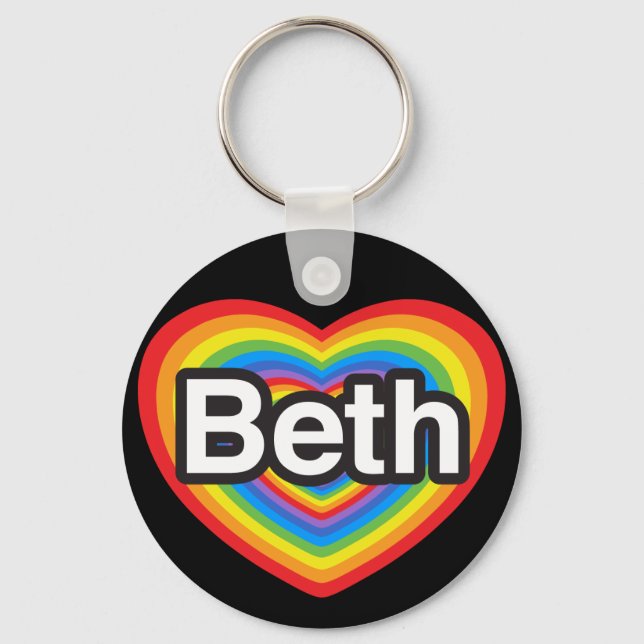 Chaveiro Eu amo Beth. Eu te amo Beth. Coração (Frente)
