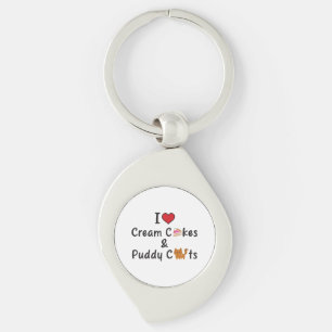 Chaveiro Eu Amo Bolos de Creme & Gatos Fofos