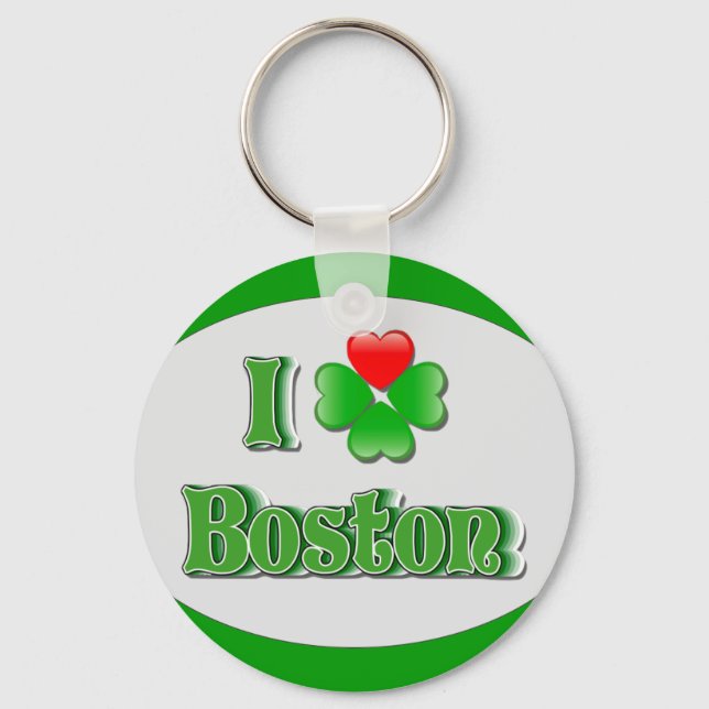 Chaveiro eu amo Boston - Clover (Frente)