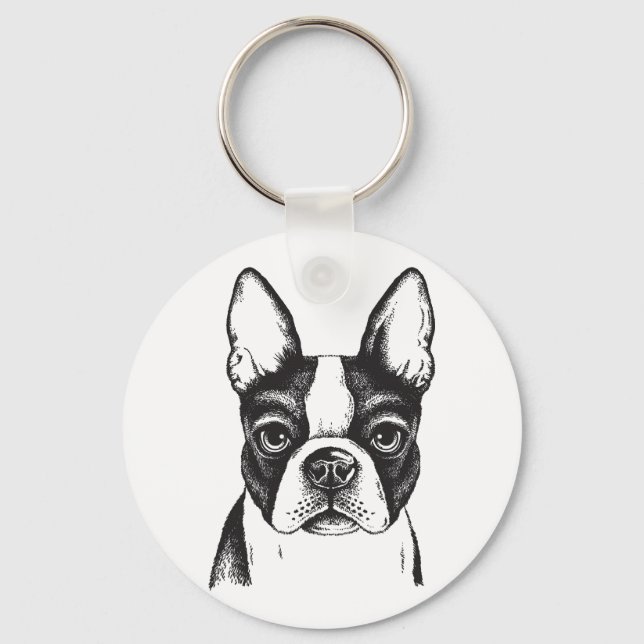 Chaveiro Eu amo Boston Terriers (Frente)
