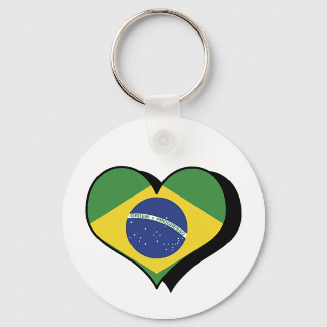 Chaveiro Eu Amo Brasil Pingente de Chave (Frente)