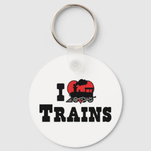 Chaveiro Eu Amo Comboios Cardíacos - Comboio Modelo Sobre T