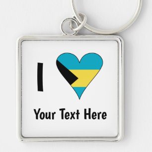 Chaveiro Eu Amo (Coração com Bandeira das Bahamas) Personal