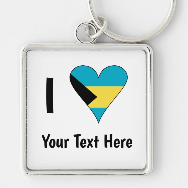 Chaveiro Eu Amo (Coração com Bandeira das Bahamas) Personal (Frente)
