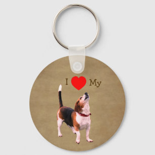 Chaveiro Eu Amo Coração Meu Cão Beagle