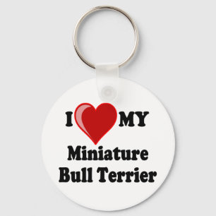 Chaveiro Eu amo (coração) meu cão diminuto de bull terri
