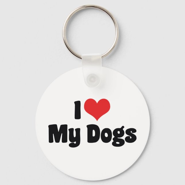 Chaveiro Eu Amo Coração Meus Cães - Amante de Animais (Frente)