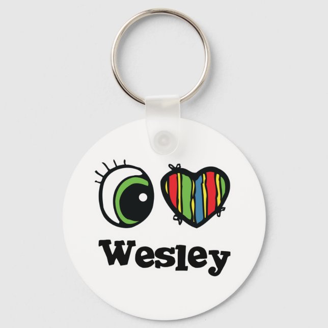 Chaveiro Eu Amo (Coração) Wesley (Frente)