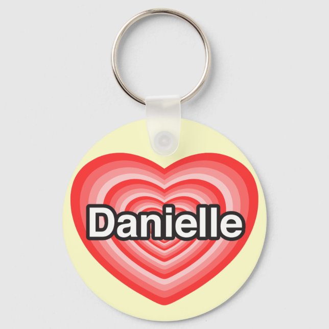 Chaveiro Eu amo Danielle. Eu te amo Danielle. Coração (Frente)