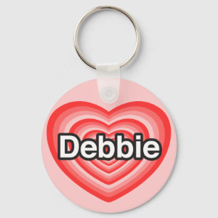 Chaveiro Eu amo Debbie. Eu te amo Debbie. Coração