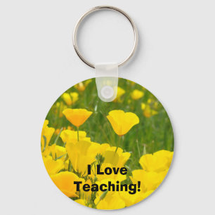 Chaveiro Eu Amo Ensino! pulseiras Flor Amarela de Papoula