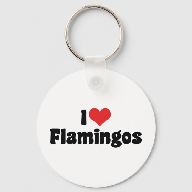 Chaveiro Eu Amo Flamingos de Coração - Amantes de Flamingos (Frente)