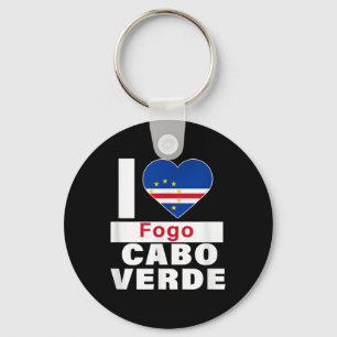 Chaveiro Eu Amo Fogo Cabo Verde Com Coração Da Bandeira De