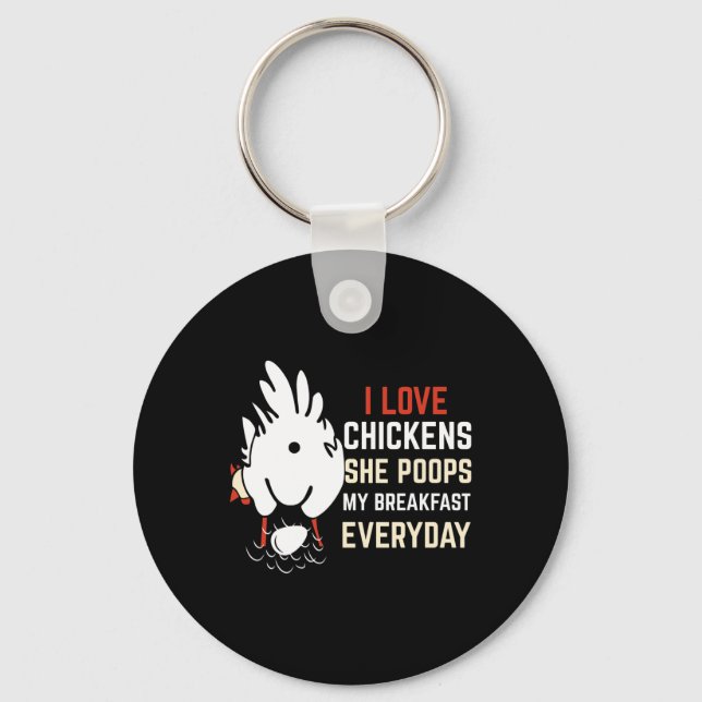 Chaveiro Eu Amo Frango Design Engraçado de Frango Amante de (Frente)