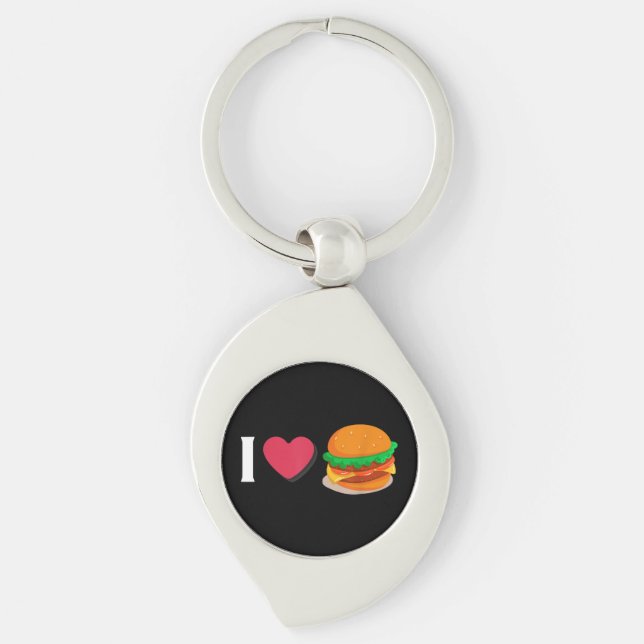 Chaveiro Eu Amo Hambúrguer Cheeseburger Alimentação Não Sau (Frente)