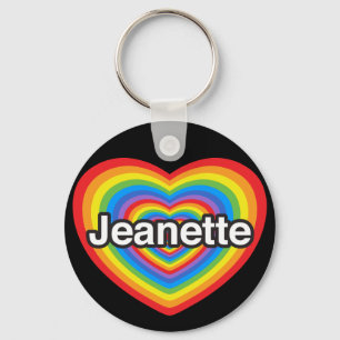 Chaveiro Eu amo Jeanette. Eu te amo Jeanette. Coração