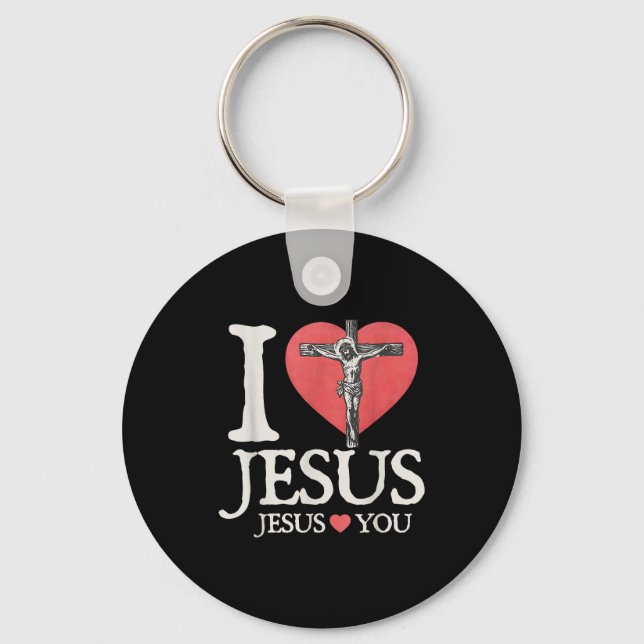 Chaveiro Eu Amo Jesus Cristão Jesus Ama Você Versículo da B (Frente)