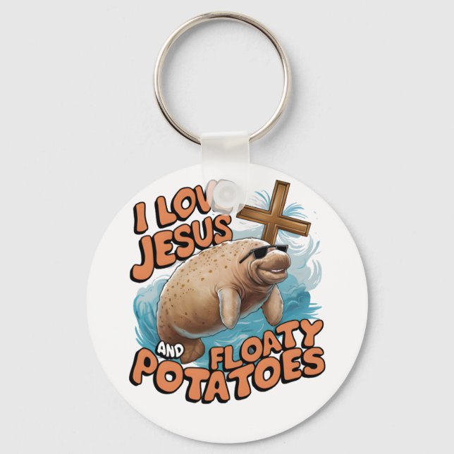 Chaveiro Eu Amo Jesus E Batatas Flutuantes Vacas Do Mar De  (Verso)