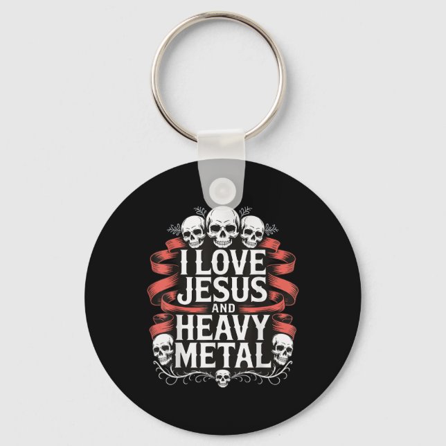Chaveiro Eu Amo Jesus E Heavy Metal _7 (Frente)