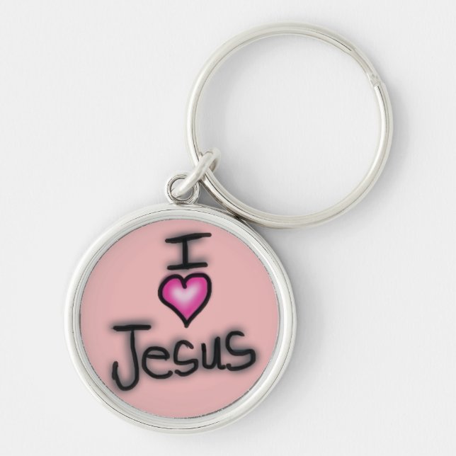 Chaveiro Eu Amo Jesus Eu Adoro Jesus Rosa  (Frente)