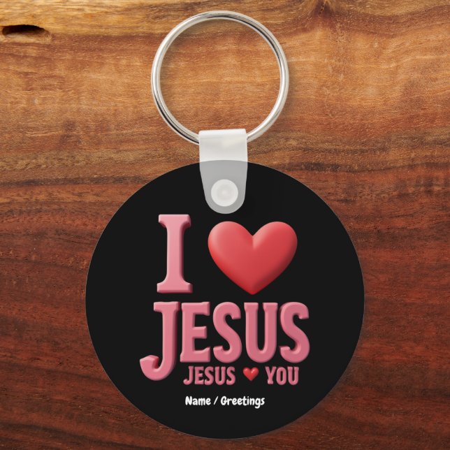 Chaveiro Eu Amo Jesus, Jesus Te Ama  Uma Fé Cristã (Frente)