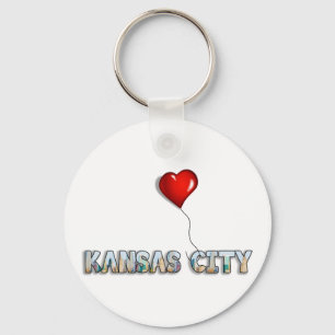 Chaveiro Eu amo Kansas City com skyline do KC dentro das