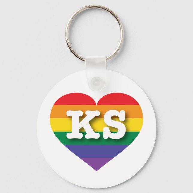 Chaveiro Eu amo Kansas Orgulho gay Rainbow Heart (Frente)