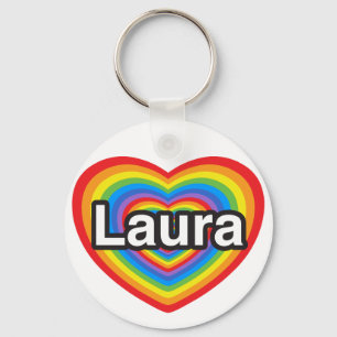 Chaveiro Eu amo Laura. Eu te amo Laura. Coração