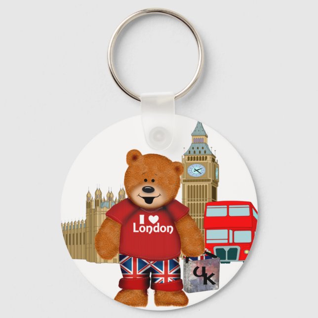 Chaveiro Eu Amo Londres - Urso Teddy (Frente)