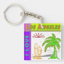 "EU AMO Los Angeles" Sun Palm Tree & Surfer2 Chave
