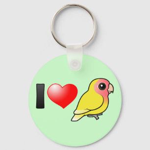 Chaveiro Eu amo Lovebirds Pêssego-enfrentados Lutino