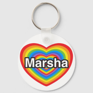 Chaveiro Eu amo Marsha. Eu te amo Marsha. Coração
