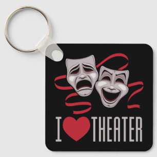 Chaveiro Eu Amo Máscaras de Comédia e Tragédia do Teatro