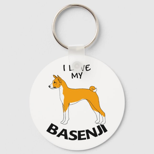 Chaveiro Eu amo meu Basenji (Frente)