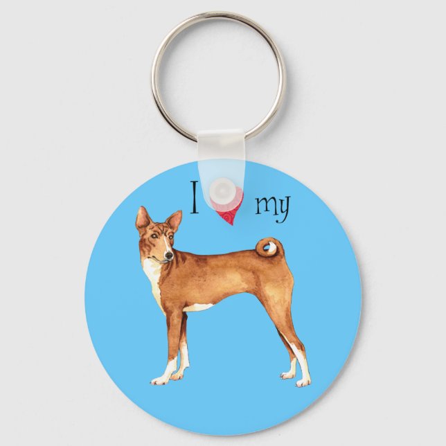 Chaveiro Eu amo meu Basenji (Frente)