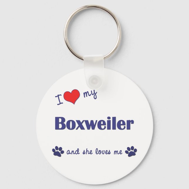 Chaveiro Eu Amo Meu Boxweiler (Cão Feminino) (Frente)