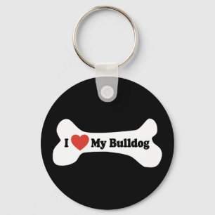 Chaveiro Eu amo meu buldogue - osso de cão