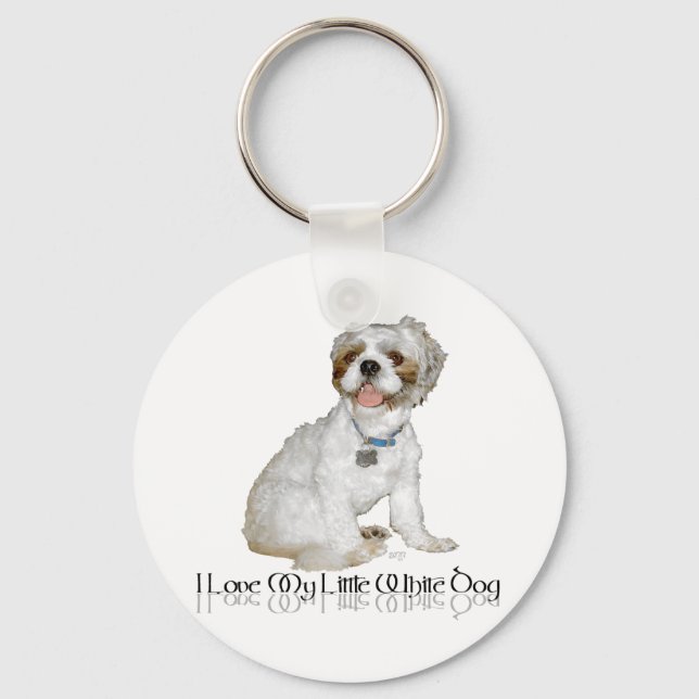 Chaveiro Eu Amo Meu Cachorrinho Branco - Shih Tzu (Frente)