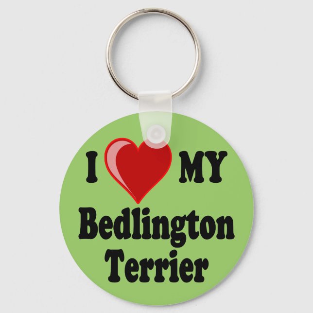 Chaveiro Eu Amo Meu Cachorro Bedlington Terrier (Frente)