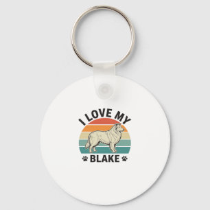 Chaveiro Eu Amo Meu Cachorro Blake Design de Gravação Retro