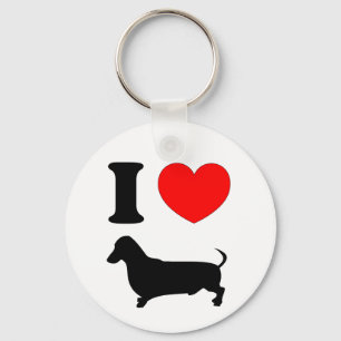 Chaveiro Eu Amo Meu Cachorro Salsicha Coração Vermelho Dach