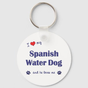 Chaveiro Eu amo meu cão de água espanhol (o cão masculin