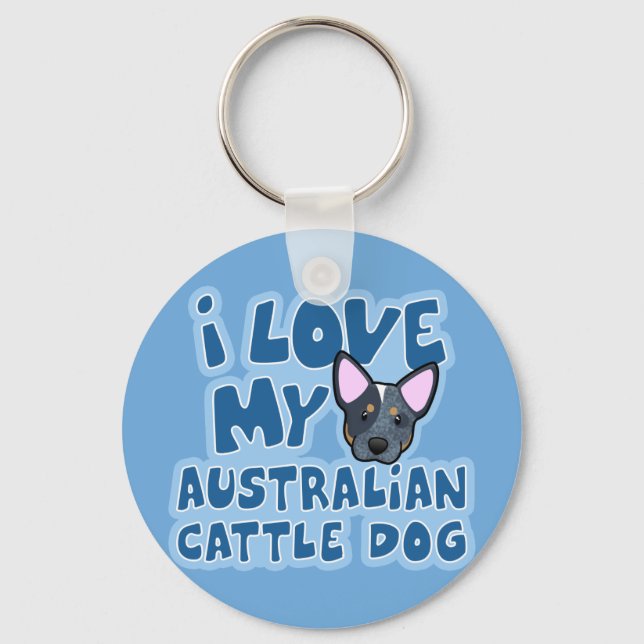 Chaveiro Eu Amo Meu Cão De Bovinos Australiano (Frente)