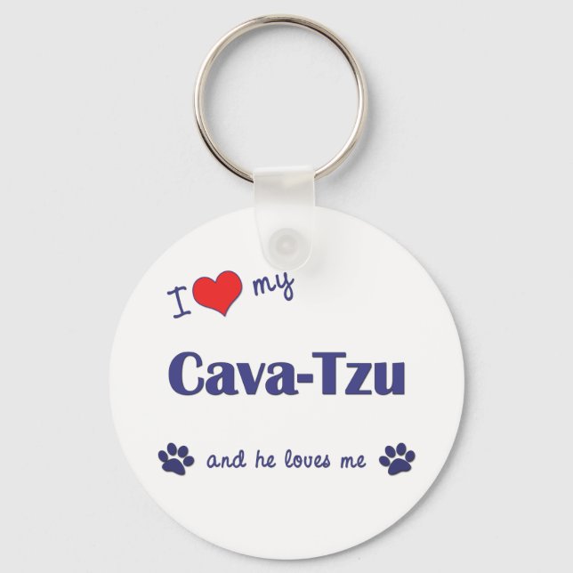 Chaveiro Eu Amo Meu Cava-Tzu (Cachorro Masculino) (Frente)