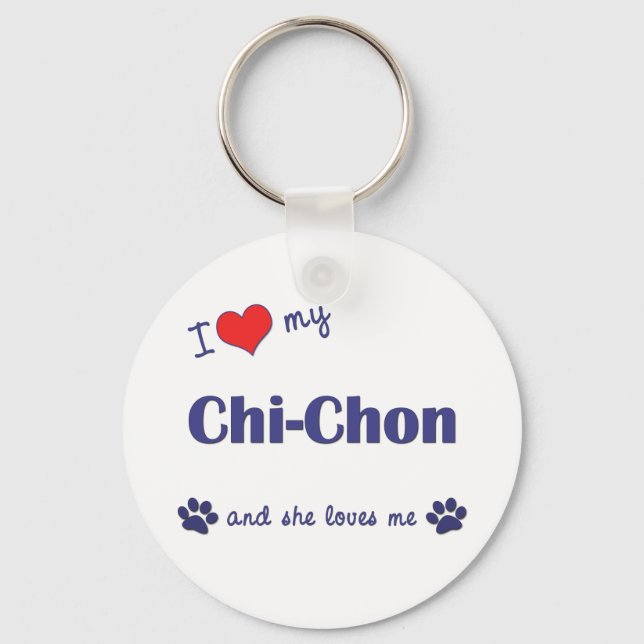 Chaveiro Eu Amo Meu Chi-Chon (Cachorro Feminino) (Frente)